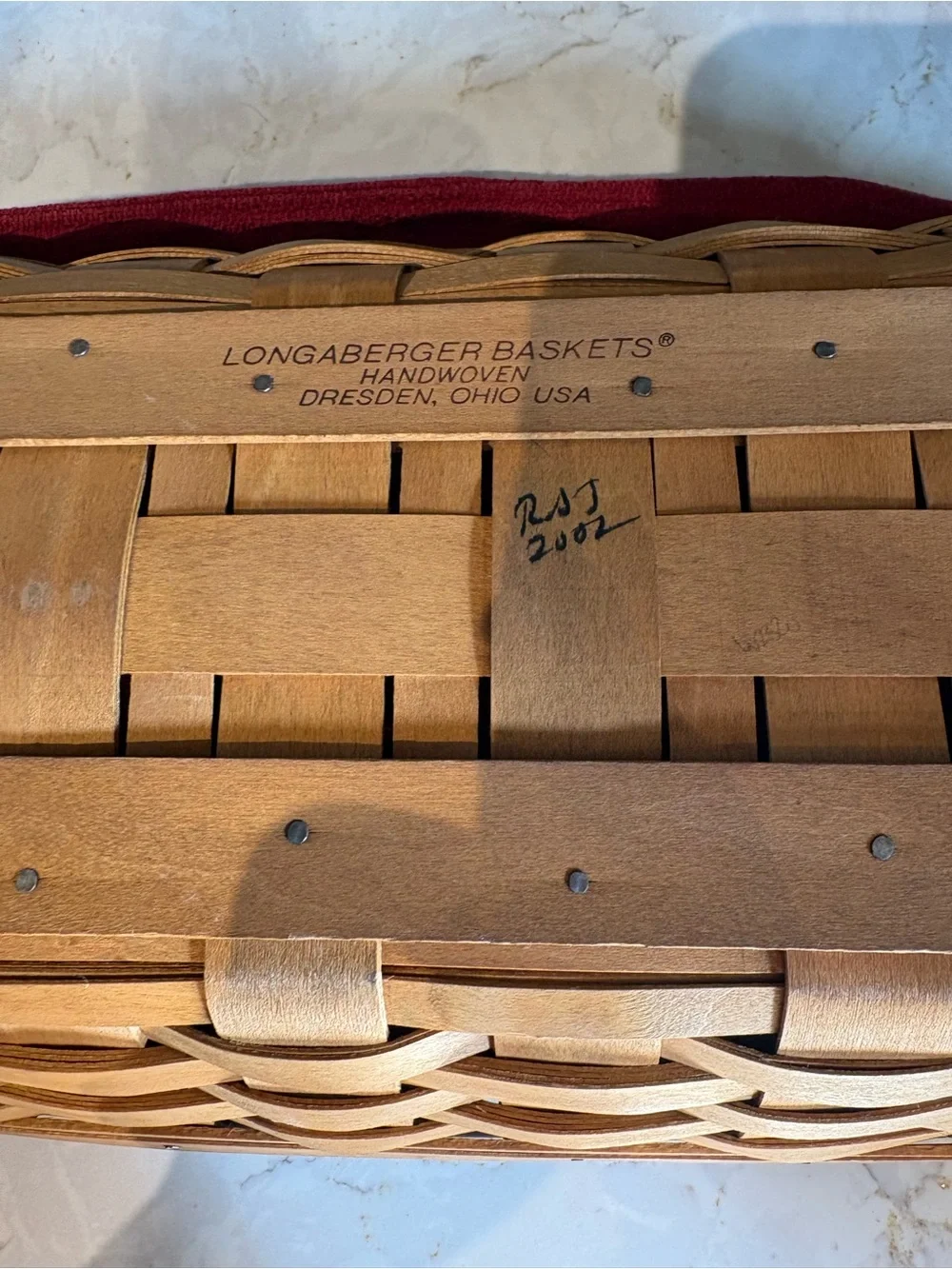 Longaberger Woven Bread Basket with Red Liner